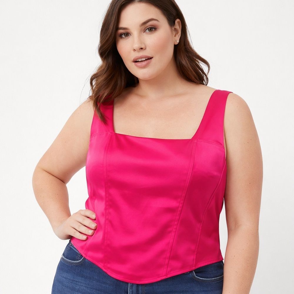 Barbiecore Satin Corset Top | Torrid Pink Peacock 3X